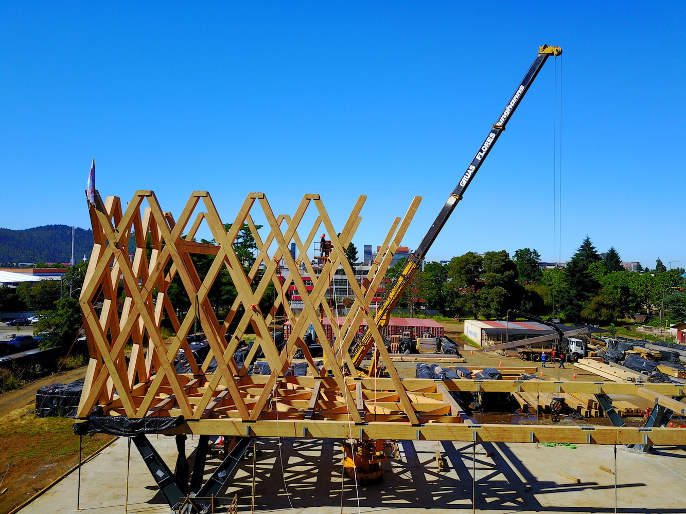 Pabellón Araucanía estructura de madera laminada